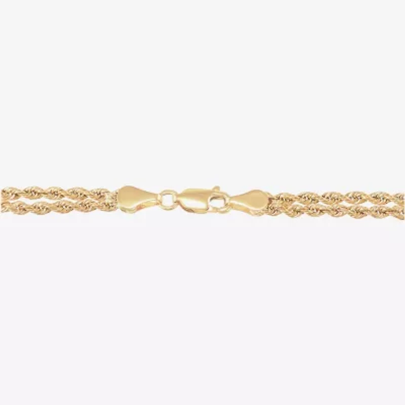 Womens 10K Gold Hollow Heart 7.5 Inch Link Bracelet