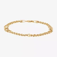 Womens 10K Gold Hollow Heart 7.5 Inch Link Bracelet
