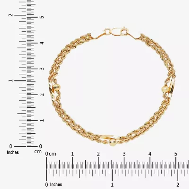 Womens 10K Gold Hollow Heart 7.5 Inch Link Bracelet