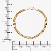 Womens 10K Gold Hollow Heart 7.5 Inch Link Bracelet