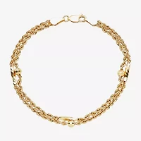 Womens 10K Gold Hollow Heart 7.5 Inch Link Bracelet