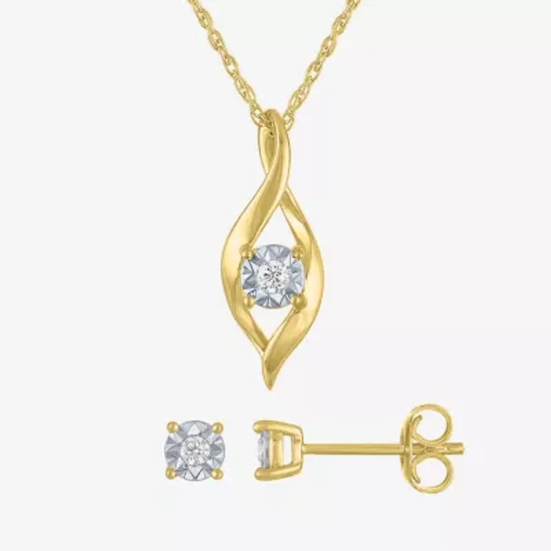 Yes, Please! Womens 1/10 CT. T.W. Lab Grown White Diamond 14K Gold Over Silver 2-pc. Jewelry Set