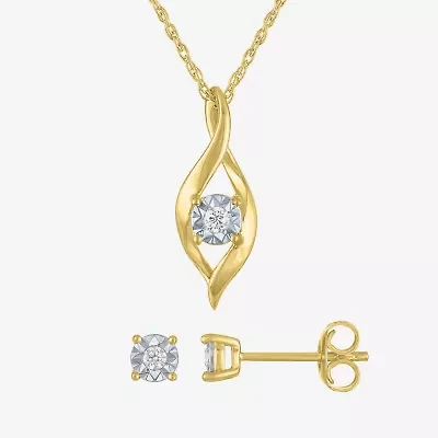 Yes, Please! Womens 1/10 CT. T.W. Lab Grown White Diamond 14K Gold Over Silver 2-pc. Jewelry Set