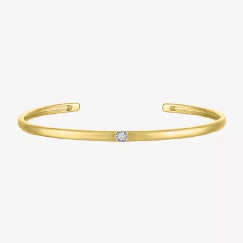 Yes, Please! Womens Diamond Accent White Diamond Accent 14K Gold Over Silver Cuff Bracelet