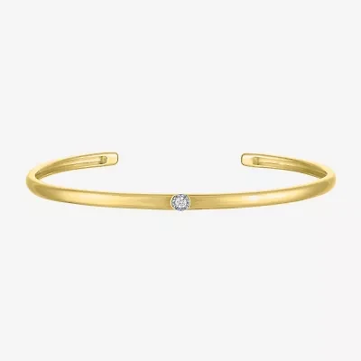 Yes, Please! Womens Diamond Accent White Diamond Accent 14K Gold Over Silver Cuff Bracelet