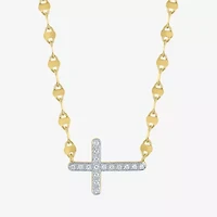 Yes, Please! (G-H, Si2-I1) Womens Lab Grown White Diamond Accent 14K Gold Over Silver Cross 18 Inch Pendant Necklace