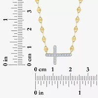 Yes, Please! (G-H, Si2-I1) Womens Lab Grown White Diamond Accent 14K Gold Over Silver Cross 18 Inch Pendant Necklace
