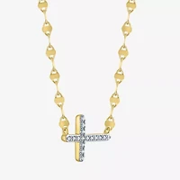 Yes, Please! (G-H, Si2-I1) Womens Lab Grown White Diamond Accent 14K Gold Over Silver Cross 18 Inch Pendant Necklace