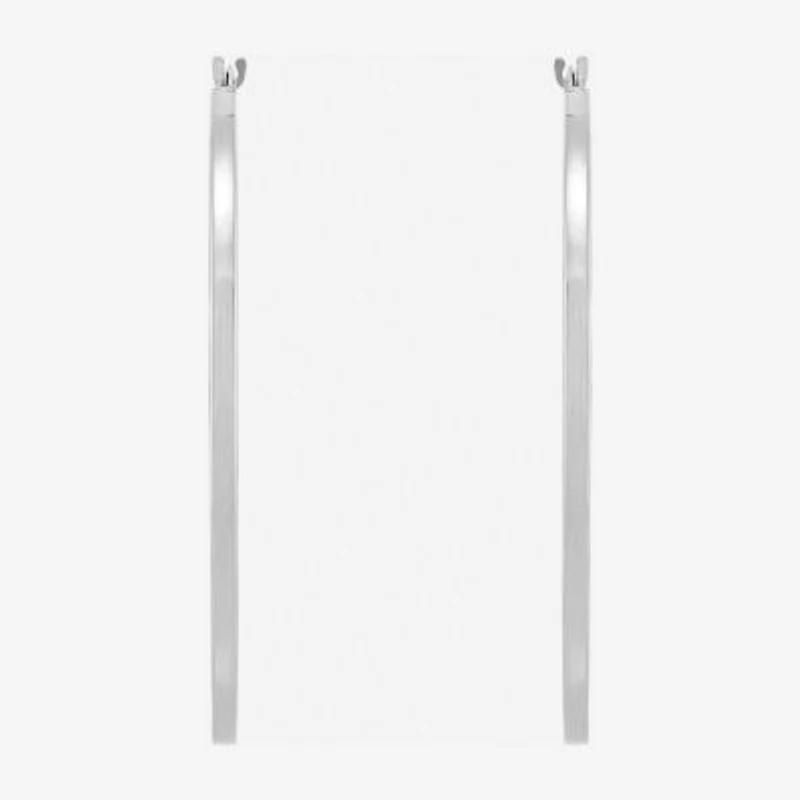 Womens 10K White Gold 40mm Round Hoop Earrings