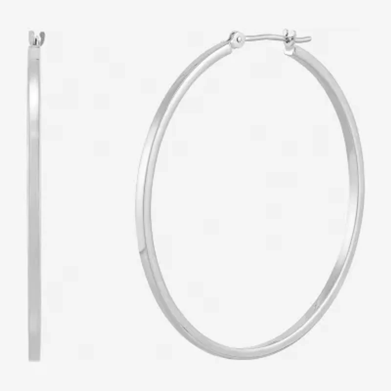 Womens 10K White Gold 40mm Round Hoop Earrings