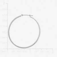 Womens 10K White Gold 40mm Round Hoop Earrings