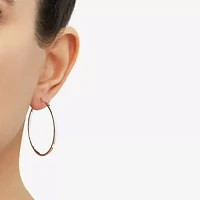 Womens 10K White Gold 40mm Round Hoop Earrings