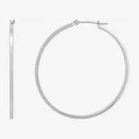 Womens 10K White Gold 40mm Round Hoop Earrings