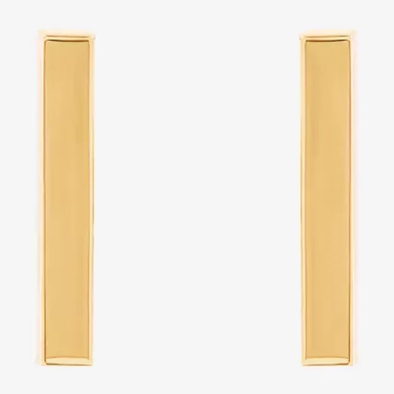 14K Gold 12.7mm Bar Stud Earrings