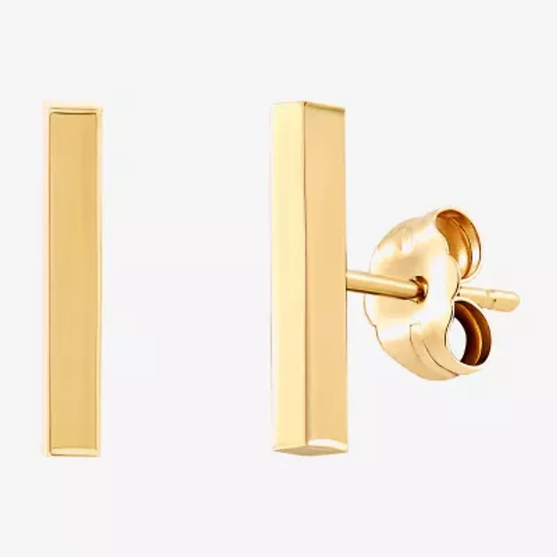 14K Gold 12.7mm Bar Stud Earrings