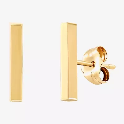 14K Gold 12.7mm Bar Stud Earrings
