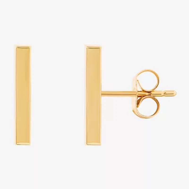 14K Gold 12.7mm Bar Stud Earrings