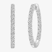 (I, Si2) Womens 1 CT. T.W. Lab Grown White Diamond Sterling Silver 22mm Round Hoop Earrings