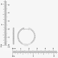 (I, Si2) Womens 1 CT. T.W. Lab Grown White Diamond Sterling Silver 22mm Round Hoop Earrings