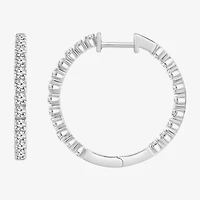 (I, Si2) Womens 1 CT. T.W. Lab Grown White Diamond Sterling Silver 22mm Round Hoop Earrings