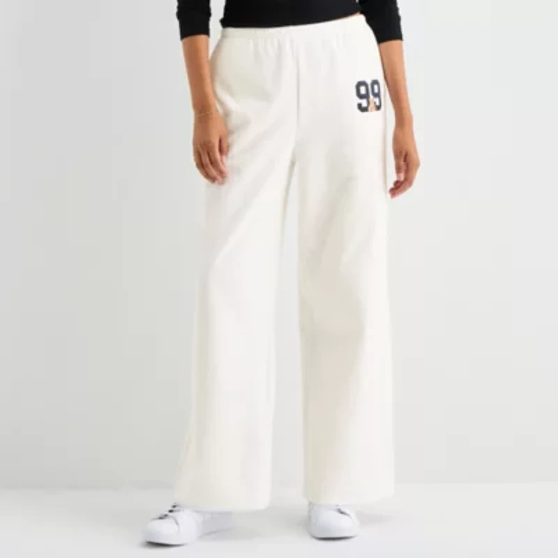 Forever 21 Womens Wide Leg High Rise Juniors Fleece Jogger Pant