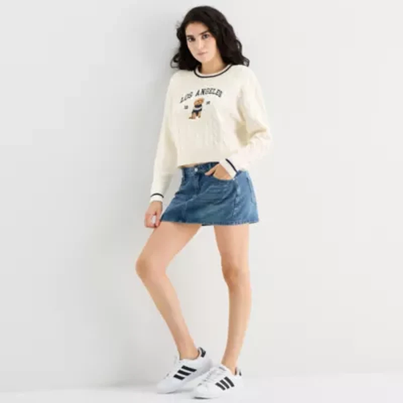 Forever 21 Juniors Womens Crew Neck Long Sleeve Cable Knit Pullover Sweater