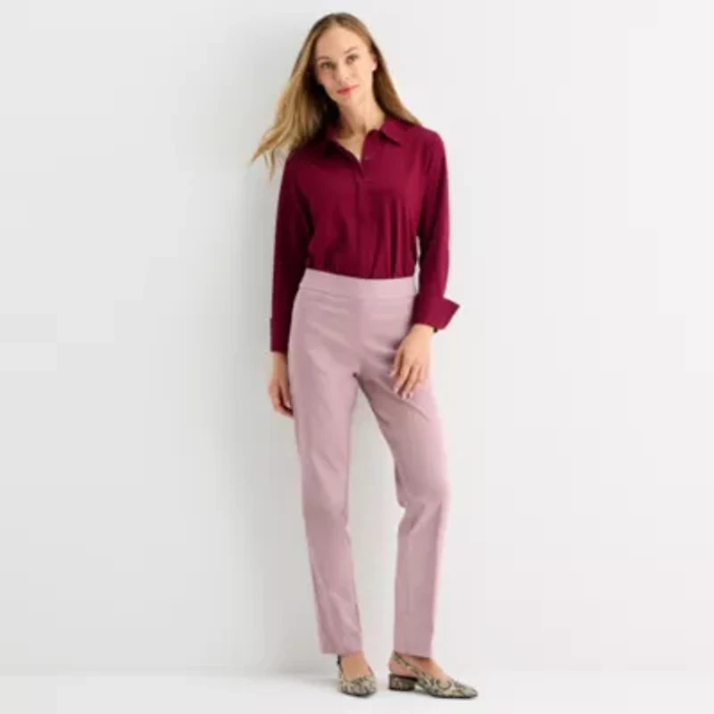 Liz Claiborne Lisa Womens Straight Mid Rise Pull-On Pant