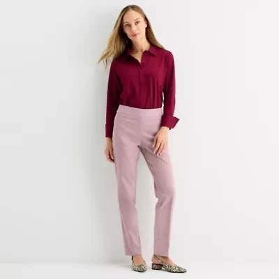 Liz Claiborne Lisa Womens Straight Mid Rise Pull-On Pant
