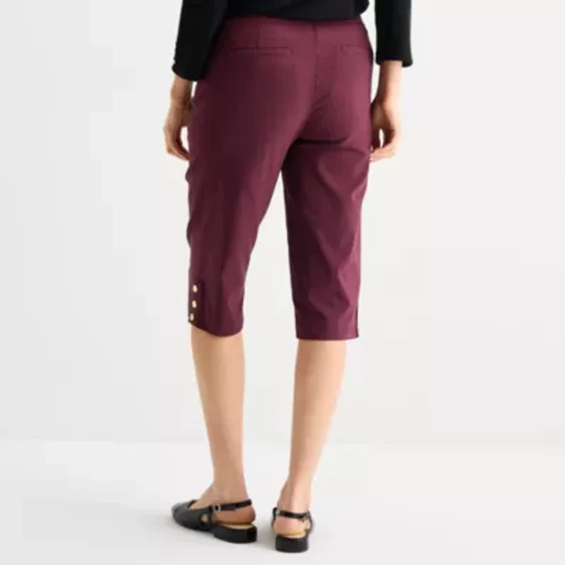 Liz Claiborne Alyssa Cropped Womens Straight Mid Rise Pull-On Pant