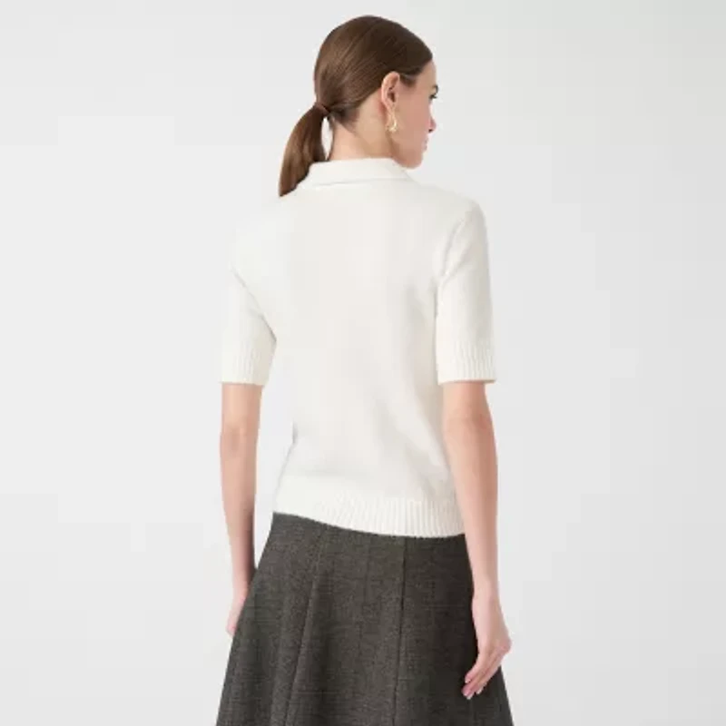RM Rebecca Minkoff Womens Short Sleeve Polo Sweater