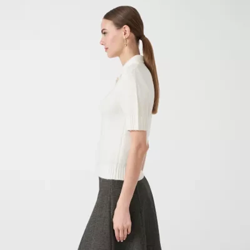 RM Rebecca Minkoff Womens Short Sleeve Polo Sweater
