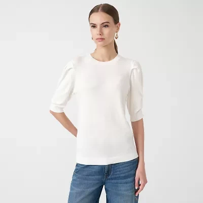 RM Rebecca Minkoff Womens Crew Neck Short Sleeve Pullover Sweater