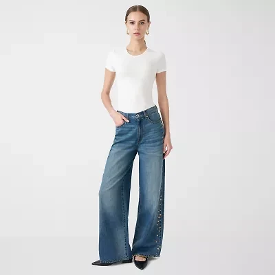RM Rebecca Minkoff Womens Mid Rise Wide Leg Jean