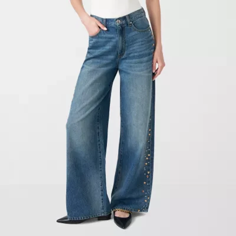 RM Rebecca Minkoff Womens Mid Rise Wide Leg Jean