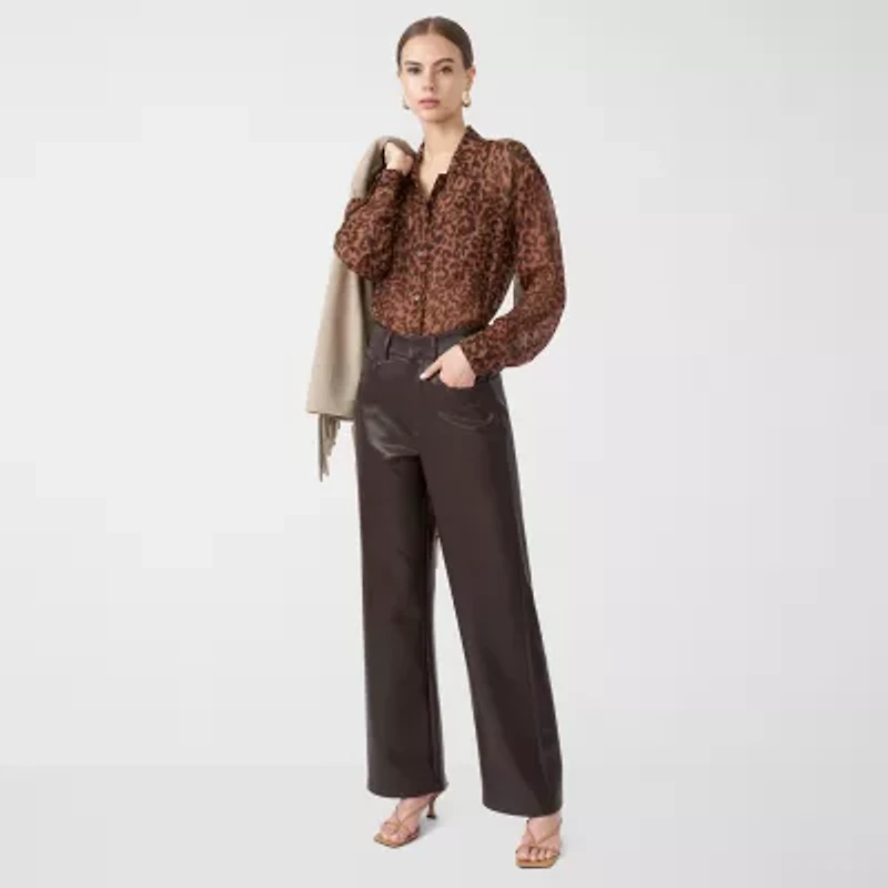 RM Rebecca Minkoff Womens Straight Mid Rise Flat Front Pant