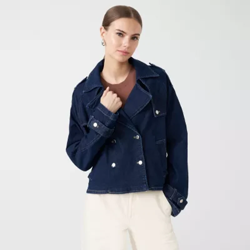 RM Rebecca Minkoff Womens Denim Lightweight Trench Jacket