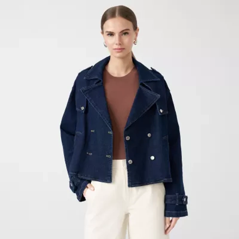 RM Rebecca Minkoff Womens Denim Lightweight Trench Jacket
