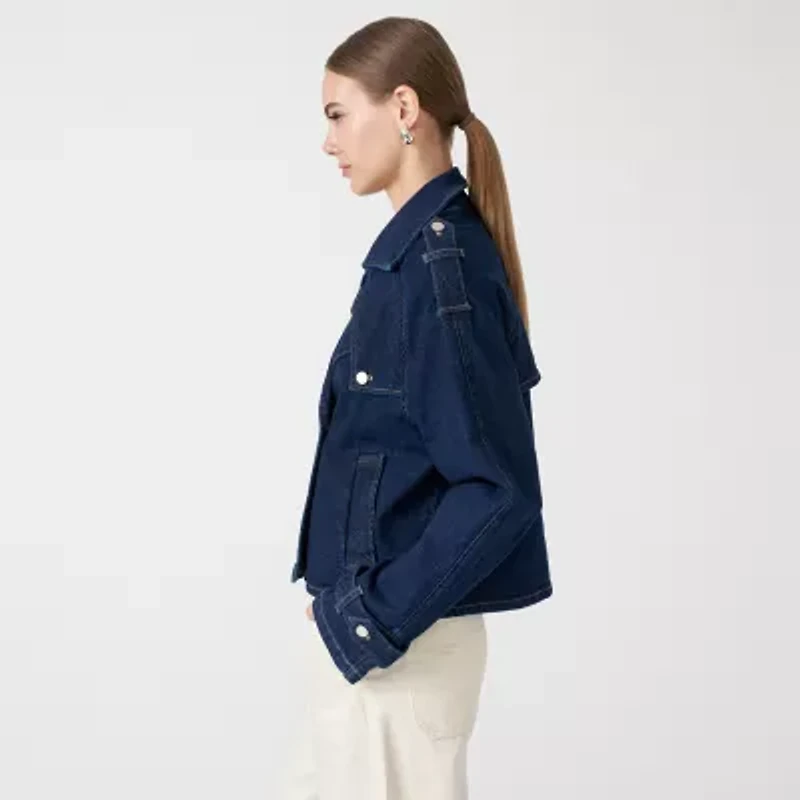 RM Rebecca Minkoff Womens Denim Lightweight Trench Jacket