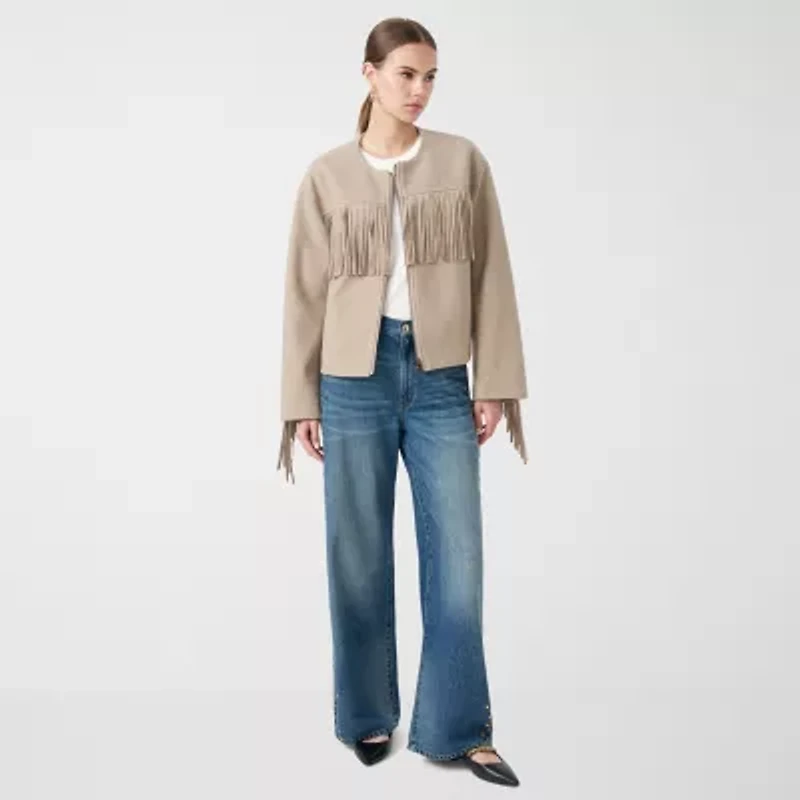 RM Rebecca Minkoff Womens Fringe Jacket