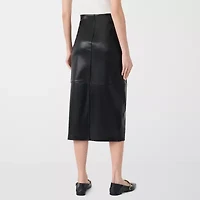 RM Rebecca Minkoff Womens Midi Faux Leather Pencil Skirt