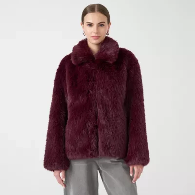 RM Rebecca Minkoff Womens Faux Fur Coat