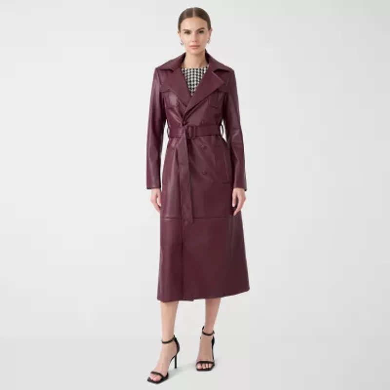 RM Rebecca Minkoff Womens Faux Leather Trench Coat
