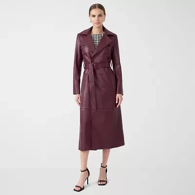RM Rebecca Minkoff Womens Faux Leather Trench Coat