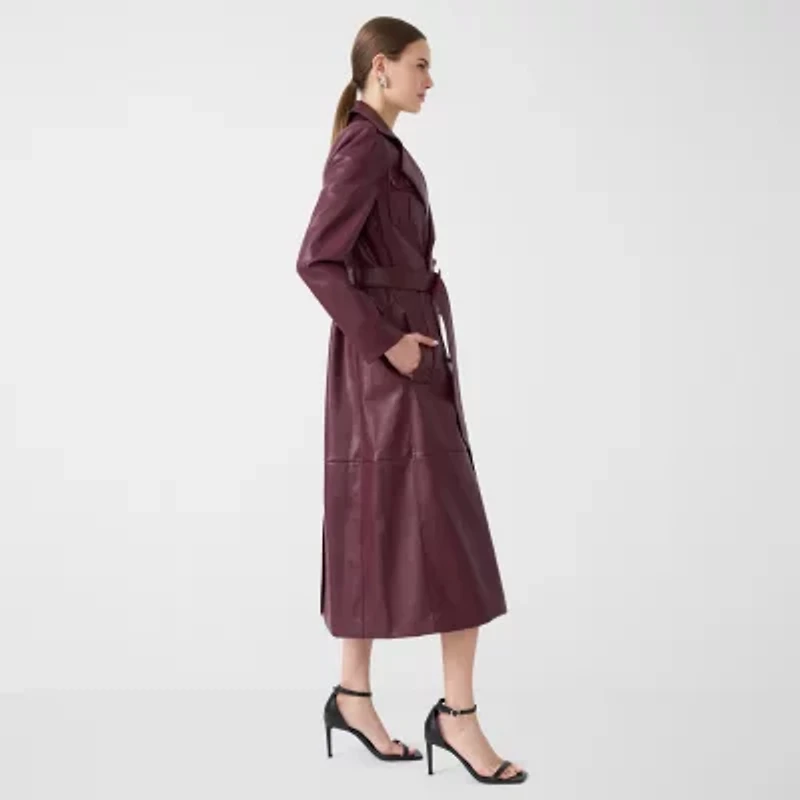 RM Rebecca Minkoff Womens Faux Leather Trench Coat