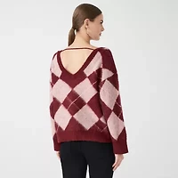 RM Rebecca Minkoff Womens V Neck Long Sleeve Pullover Sweater
