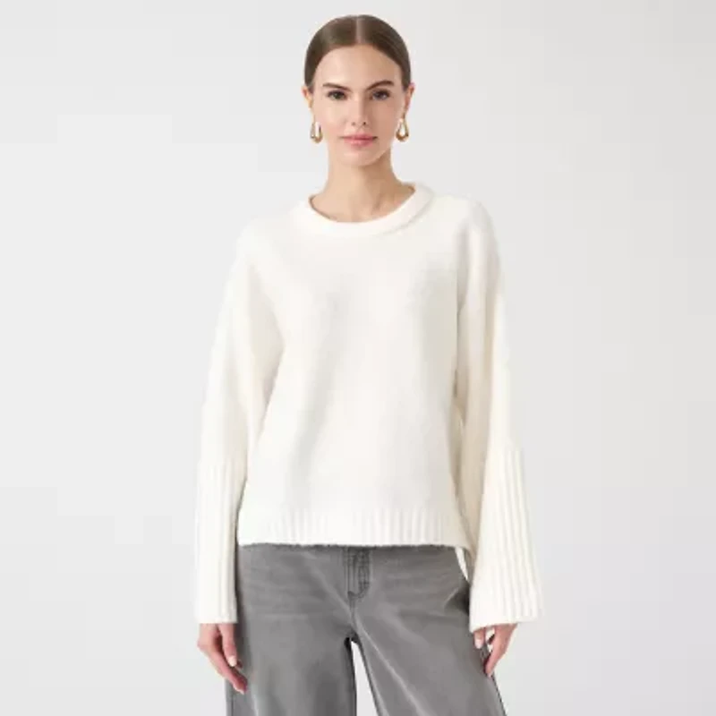 RM Rebecca Minkoff Womens Crew Neck Long Sleeve Pullover Sweater