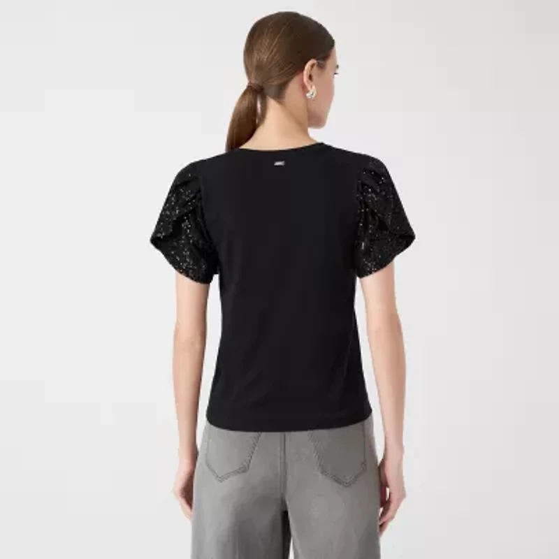 RM Rebecca Minkoff Womens Round Neck Short Sleeve T-Shirt