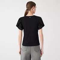 RM Rebecca Minkoff Womens Round Neck Short Sleeve T-Shirt