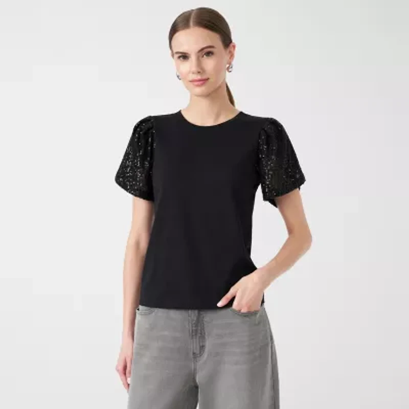 RM Rebecca Minkoff Womens Round Neck Short Sleeve T-Shirt