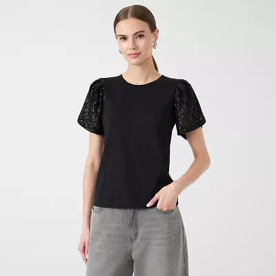 RM Rebecca Minkoff Womens Round Neck Short Sleeve T-Shirt